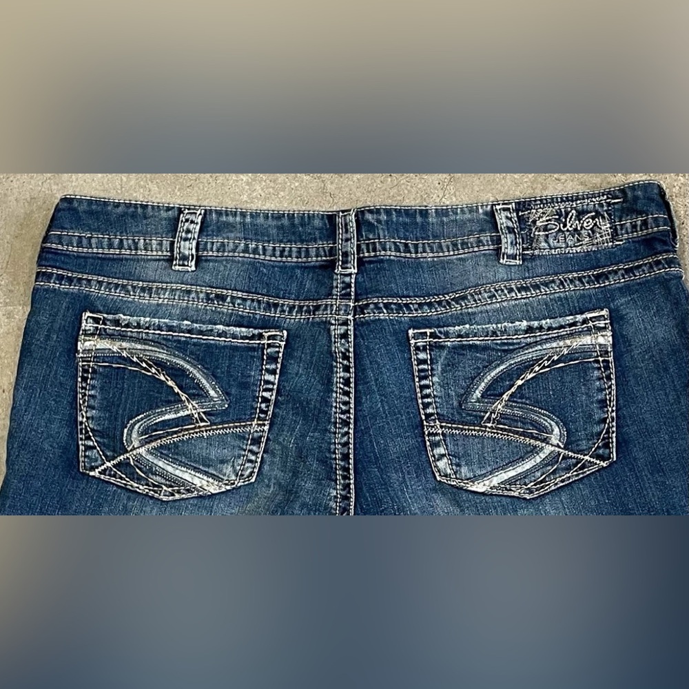 Plus Womens SILVER Suki Denim Shorts, sz 24